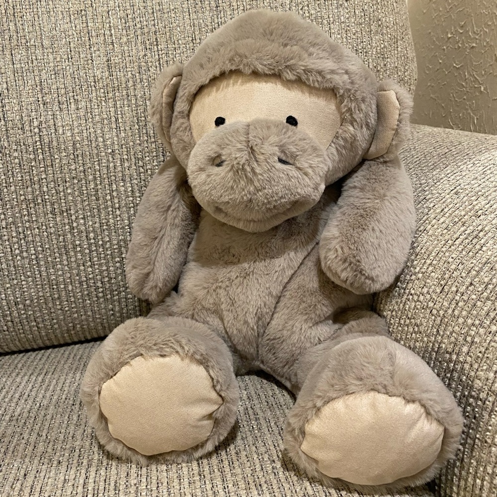 5/$25 Pottery Barn Kids Gray Monkey Chimp Critter Plush Collection Large 16”